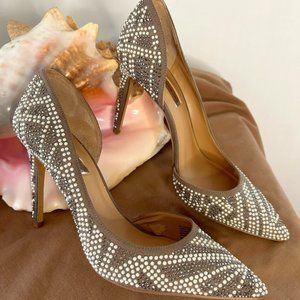 INC pearl and taupe-colored crystals size 8 1/2